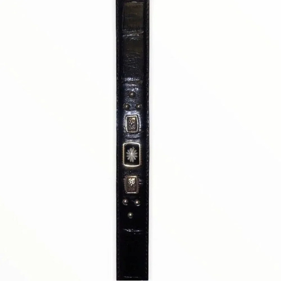Brighton black leather belt with silver embellishments Vtg main image 9